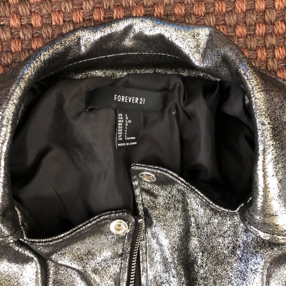 F21 silver moto jacket - Picture 2 of 4